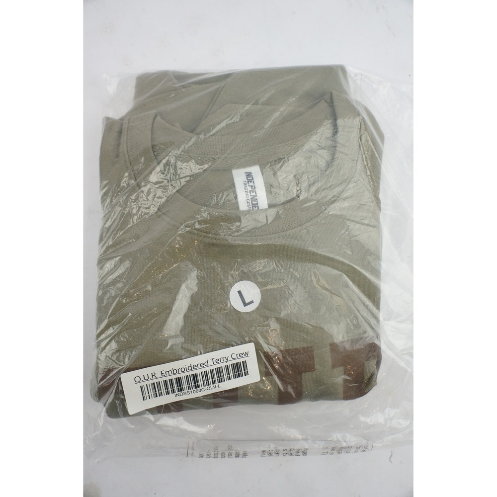 Independent Trading Company OUR Embroidered Terry Crew Olive Green Size‎ L